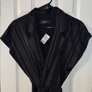 AKIRA Elegant Black Wrap Blouse